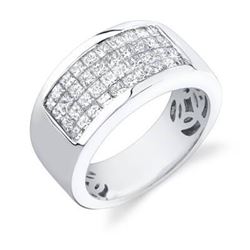 Natural 2.52 CTW Mens Diamond Ring 14KT White Gold