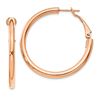 Image 1 : 14k Rose Gold Polished Round Hoop Earrings - 3x30 mm