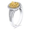 Image 3 : Natural 2.09 CTW Canary Yellow Cushion Cut Diamond Engagement Ring 18KT Two-tone
