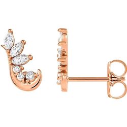 Natural 0.27 CTW Valley Marquise & Round Diamond Earrings 18KT Rose Gold