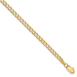 14k Yellow Gold 2.85 mm Semi-Solid Curb Link Chain - 9 in.