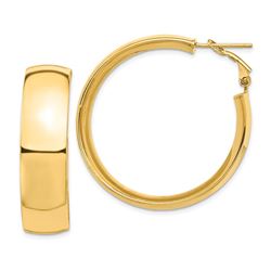 14k Yellow Gold Omega Back Hoop Earrings - 10x37 mm