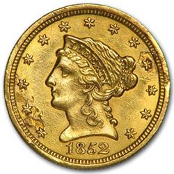 1852 $2.50 Liberty Gold Quarter Eagle AU Details (Cleaned)