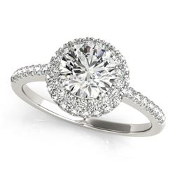Natural 1.1 ctw Diamond Solitaire Halo Ring 14k White Gold