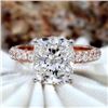 Natural 4.32 CTW Cushion Cut Micro Pave Diamond Engagement Ring 18KT Rose Gold