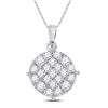 14kt White Gold Womens Princess Diamond Circle Cluster Pendant 1 Cttw