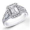 Natural 2.32 CTW Halo Emerald Cut Diamond Ring 18KT White Gold