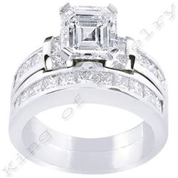 Natural 2.83 CTW Asscher Cut Diamond Bridal Ring 18KT White Gold