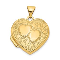 14k Yellow Gold Double Heart Locket - 24 mm