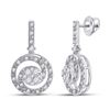 14kt White Gold Womens Round Diamond Fashion Swirl Dangle Earrings 1/2 Cttw