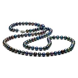 Black Freshwater Pearl Rope, Choose: 35 or 52"es, 7.5-8.0mm