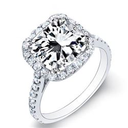 Natural 2.93 CTW Radiant Cut & Round Pave Diamond Engagement Ring 14KT White Gold