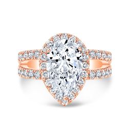 Natural 2.62 CTW Pear Cut Split Shank Diamond Engagement Ring 14KT Rose Gold