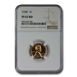1938 Lincoln Cent PF-67 NGC (Red)