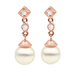White Akoya Pearl and Diamond Royale Dangle Earrings