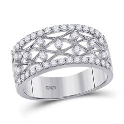 14kt White Gold Womens Round Diamond Band Ring 5/8 Cttw