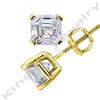 Image 1 : Natural 1.42 CTW Asscher Cut Diamond Stud Earrings 14KT Yellow Gold