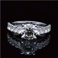 Natural 2.02 CTW Round Cut Diamond Engagement Ring 18KT White Gold