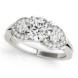 Natural 1.7 ctw Diamond 3 Stone Ring 14k White Gold