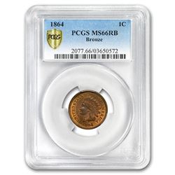 1864 Indian Head Cent MS-66 PCGS (Red/Brown)