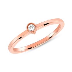 Natural 0.05 CTW Bezel Diamond Tear Drop Ring 18KT Rose Gold