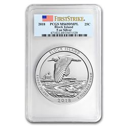 2018 5 oz Silver ATB Block Island MS-69 DMPL PCGS (FS)