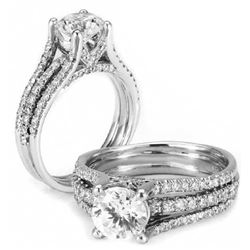 Natural 5.31 CTW Round Cut Diamond Engagement Ring 18KT White Gold