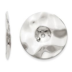 14k White Gold Polished Hammered Disc Earring Jackets
