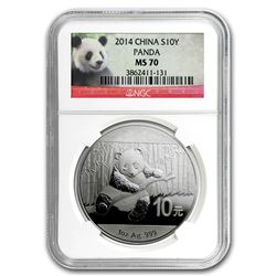 2014 China 1 oz Silver Panda MS-70 NGC