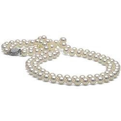 White Akoya Double Strand Pearl Necklace, 6.5-7.0mm