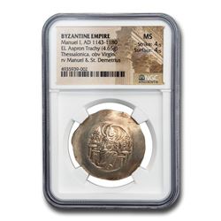 Byzantine EL Aspron Trachy Manuel I (1143-1180 AD) MS NGC