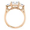 Image 3 : Natural 2.82 CTW 3-Stone Princess Cut & Trillions Diamond Ring 18KT Rose Gold