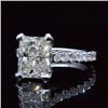 Image 1 : Natural 3.82 CTW Rectangle Radiant Cut Diamond Engagement Ring 18KT White Gold