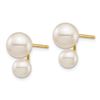 Image 2 : 14k Yellow Gold White Round Double Pearl Post Earrings - 5 & 7 mm