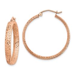 14k Rose Gold Diamond-cut In/Out Hoop Earrings - 38 mm