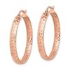 Image 2 : 14k Rose Gold Diamond-cut In/Out Hoop Earrings - 38 mm