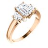 Image 1 : Natural 2.12 CTW 3-Stone Emerald Cut & Half Moons Diamond Ring 14KT Rose Gold