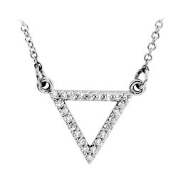 Natural 0.12 CTW Triangle Diamond Pendant Necklace 14KT White Gold