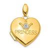 Image 1 : 14k Yellow Gold Diamond Princess Locket Pendant - 22 mm