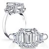 Image 1 : Natural 1.52 CTW Emerald Cut & Trapezoid 3-Stone Diamond Ring 18KT White Gold
