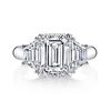 Image 3 : Natural 1.52 CTW Emerald Cut & Trapezoid 3-Stone Diamond Ring 18KT White Gold