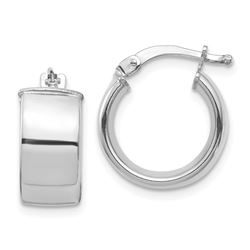 14k White Gold Hoop Earrings - 7x14 mm