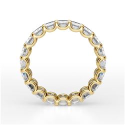 Natural 5.02 CTW U- Setting Emerald Cut Diamond Eternity Ring 18KT Yellow Gold
