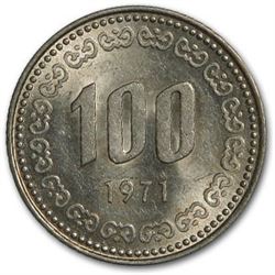 1971 South Korea 100 Won Lee Soon Shin BU