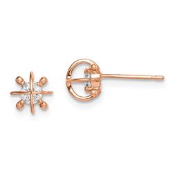 14k Rose Gold Cubic Zirconia Post Earrings - 42 mm