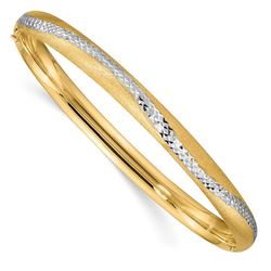14k 4/16 w/White Rhodium Diamond-Cut Snake Bangle - 7.5 in.