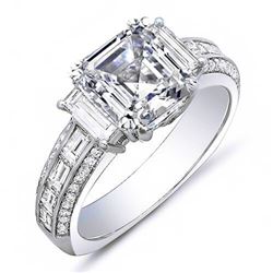 Natural 2.22 CTW Empire Asscher Cut Diamond Engagement Ring 18KT White Gold