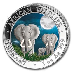 2014 Somalia 1 oz Silver Elephant (Colorized)