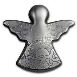 2019 Palau 1 oz Silver Antique Finish Guardian Angel Shaped Coin