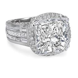 Natural 5.22 CTW Exquisite Halo Cushion Cut Diamond Ring 18KT White Gold